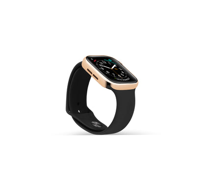 Side profile of Apple Watch Series 10 rose gold case with plain design made from sterling silver with a PVD-coated rose gold finish that has sleek and sophisticated look