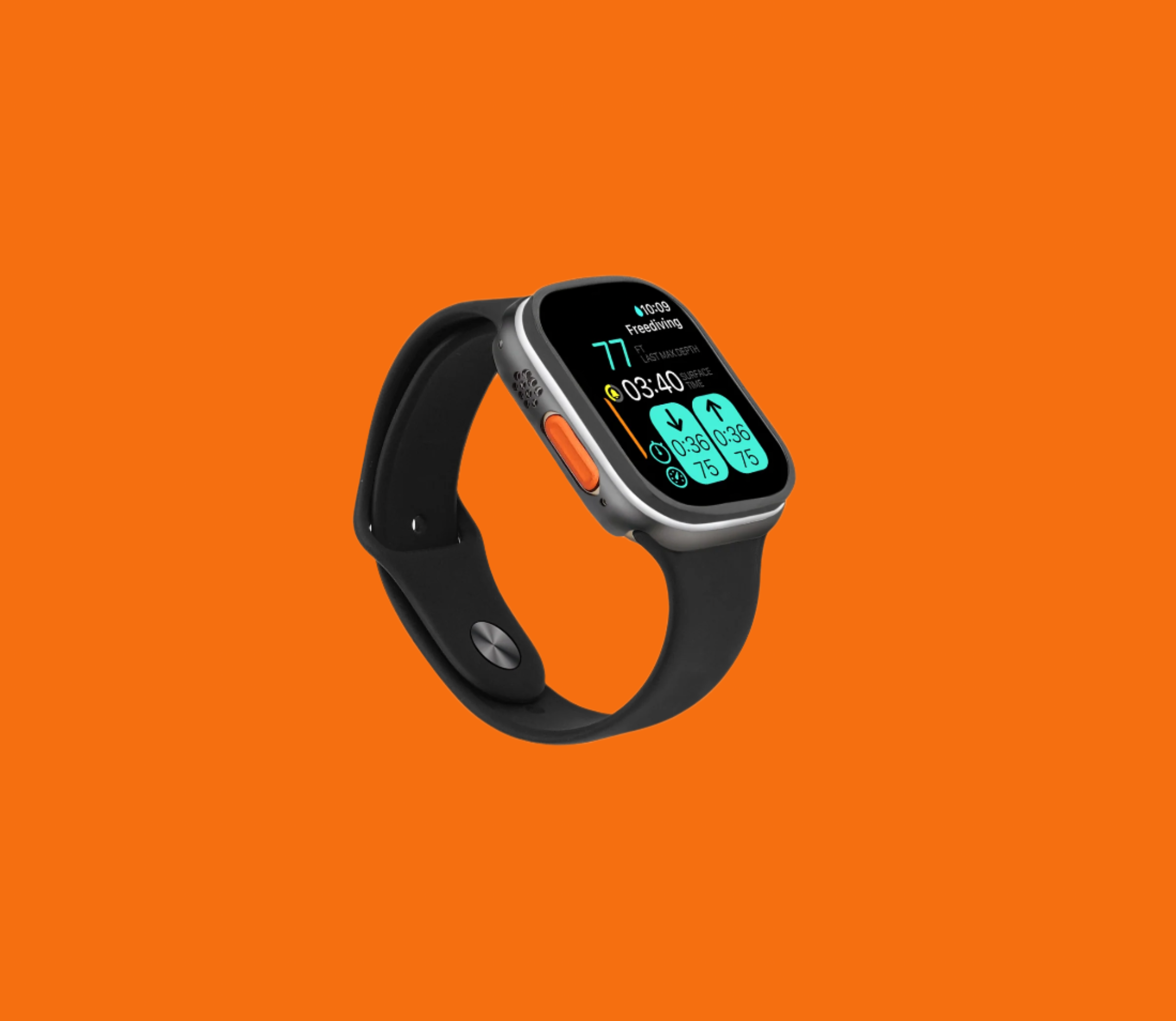 Apple Watch Ultra case with a sleek black PVD coating and a distinctive white enamel line running through the middle, offering a bold and modern design for luxury enthusiasts.